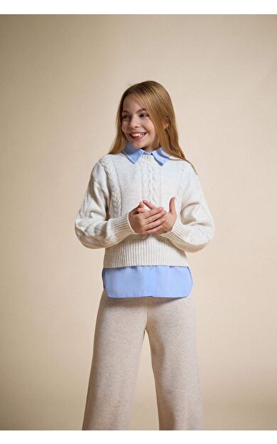 Kız Çocuk Bisiklet Yaka Triko Kazak