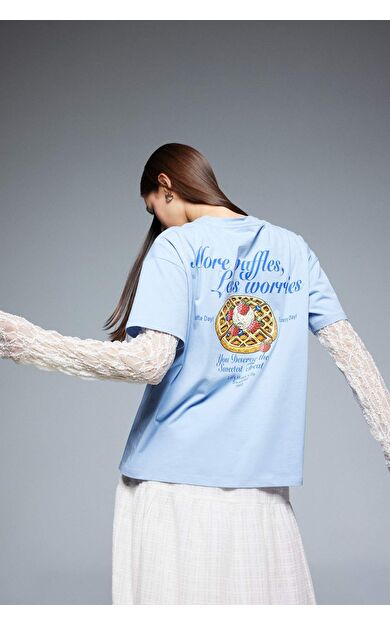 Coool Oversize Geniş Kalıp Bisiklet Yaka Sırt Baskılı Kısa Kollu Tişört F2647AX25SMBE429