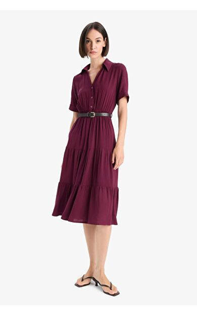 Gömlek Yaka Uzun Kollu Elbise