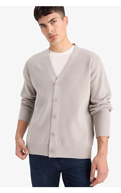 DeFacto Relax Fit V Yaka Düğmeli Triko Hırka F2700AX25WNGR184