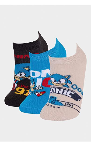 Erkek Çocuk Sonic The Hedgedog: Modern 3'lü Pamuklu Patik Çorap