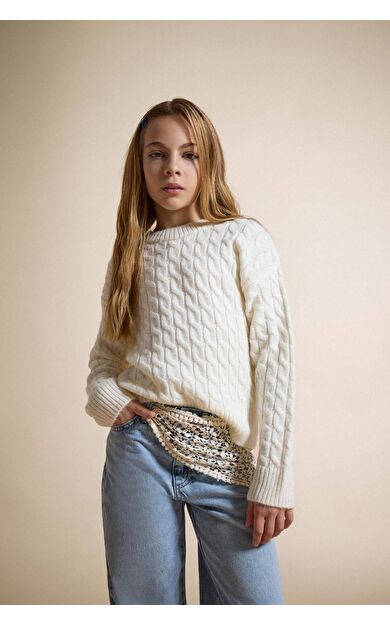 Kız Çocuk Bisiklet Yaka Triko Kazak