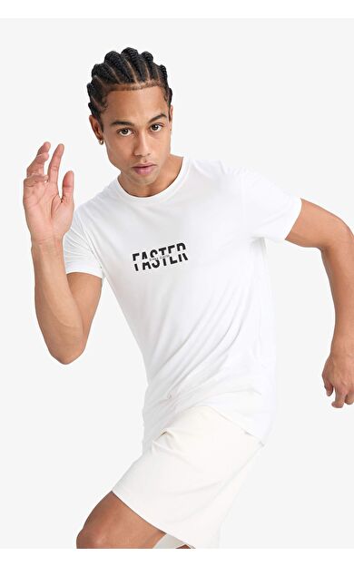 DeFactoFit Slim Fit Dar Kesim Bisiklet Yaka Baskılı Sporcu Kısa Kollu Tişört F2762AX25SPWT34
