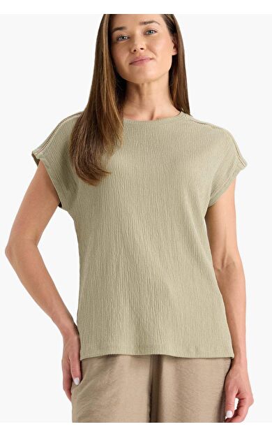 DeFacto Bisiklet Yaka Bürümcük Kısa Kollu Tişört F2768AX25SMGN497