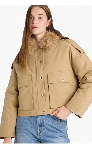 Su Geçirmez Regular Fit Kapüşonlu Pamuklu Mont