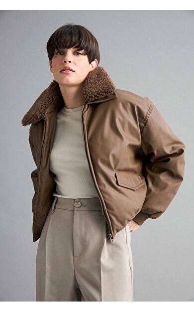 Regular Fit Polo Yaka Suni Deri Mont