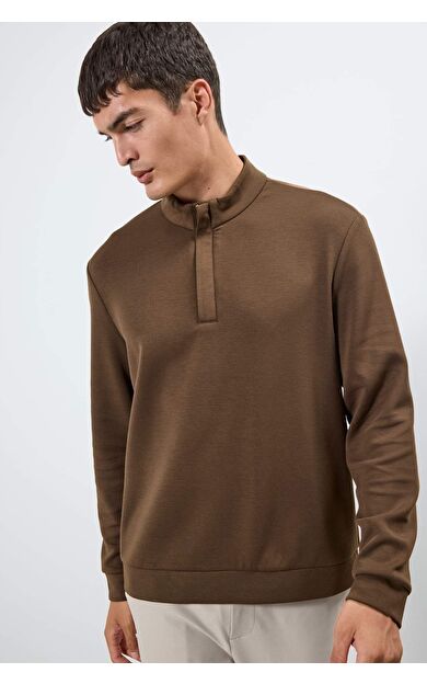 DeFacto Regular Fit Dik Yaka Yarım Fermuarlı Sweatshirt F2821AX25AUBN595