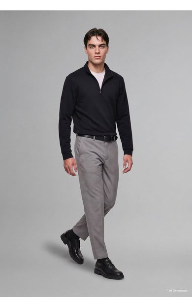 DeFacto Regular Fıt Dik Yaka Sweatshirt Siyah