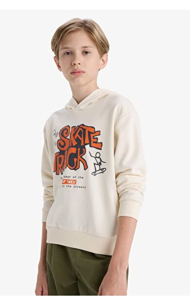 DeFacto Erkek Çocuk Kapüşonlu Baskılı Sweatshirt F2844A825AUER98