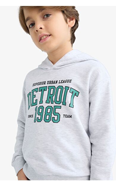 DeFacto Erkek Çocuk Kapüşonlu Baskılı Sweatshirt F2846A825AUGR400
