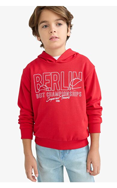 DeFacto Erkek Çocuk Kapüşonlu Baskılı Sweatshirt F2847A825AURD79