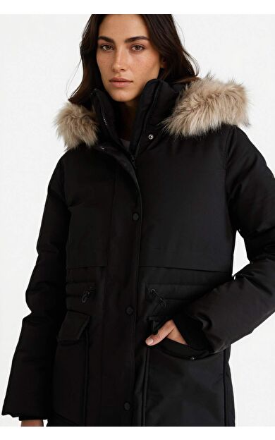 Su Geçirmez Relax Fit Kapüşonlu Parka