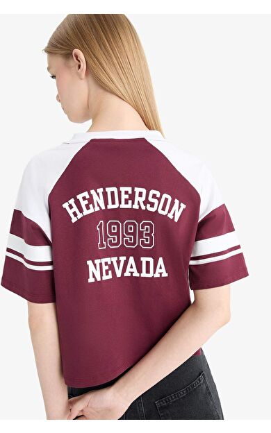 Coool Loose Fit Bisiklet Yaka Baskılı Kısa Kollu Tişört F2905AX25SMBR248