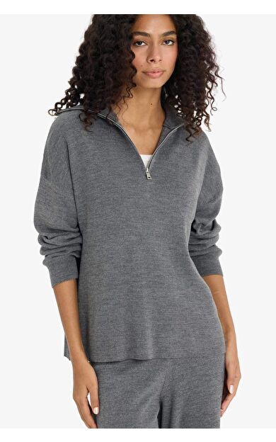 Regular Fit Yarım Fermuarlı Kazak F2907AX25AUAR153