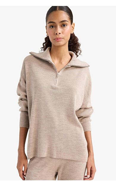 Regular Fit Yarım Fermuarlı Kazak F2907AX25AUBG369