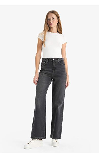 DeFacto 90's Wide Leg Yüksek Bel Uzun Jean Pantolon F2943AX25WNNM36