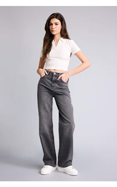 90's Wıde Leg Yüksek Bel Uzun Jean Pantolon