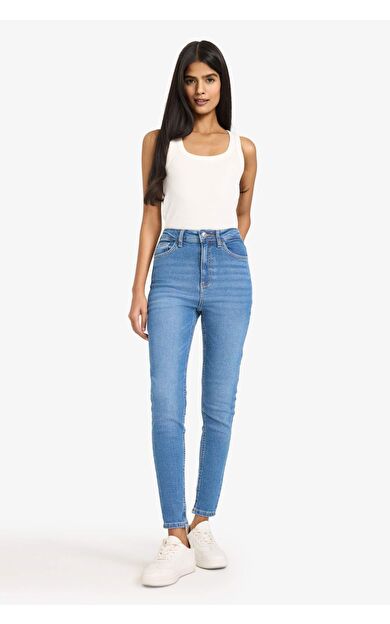 Skinny Fit Yüksek Bel Bilek Boy Jean Pantolon F2963AX25WNNM28