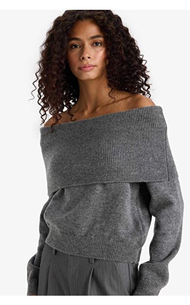 Regular Fit Omuzu Açık Kazak F3029AX25WNAR153