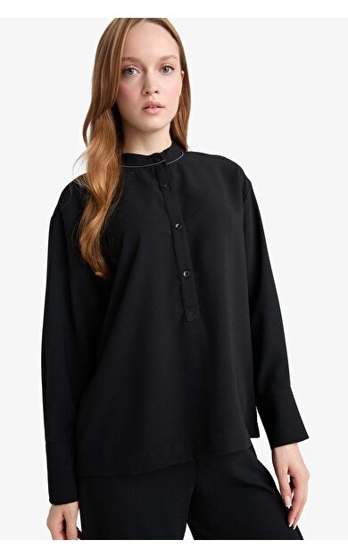 Relax Fit Krep Uzun Kollu Tunik