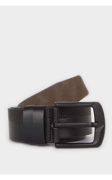 Erkek Dikdörtgen Toka Suni Deri Günlük Kemer