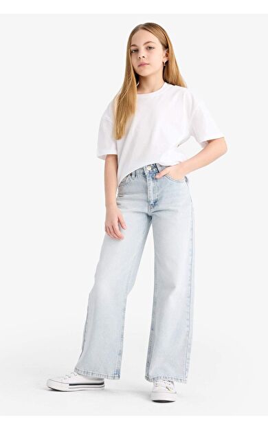 DeFacto Kız Çocuk Straight Wide Jean Pantolon F3150A825SMNM63