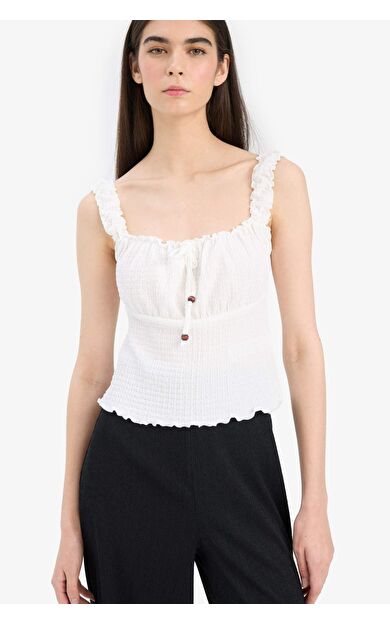 DeFacto Slim Fit Dar Kesim Kare Yaka Bürümcük Atlet