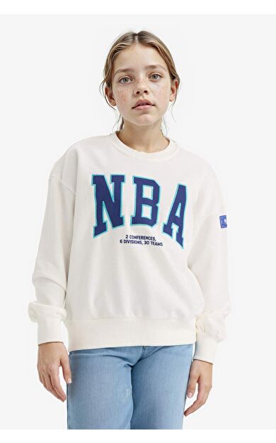 Kız Çocuk NBA Wordmark Oversize Geniş Kalıp Bisiklet Yaka Sweatshirt