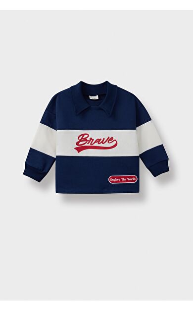 DeFacto Erkek Bebek Gömlek Yaka Baskılı Sweatshirt