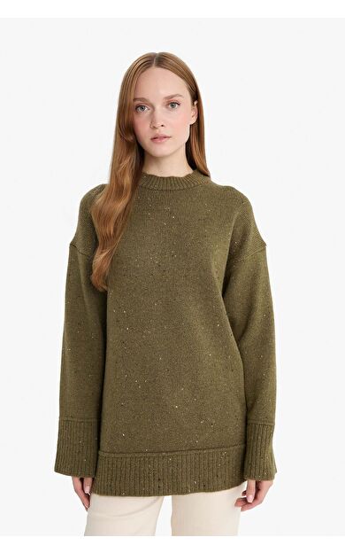 DeFacto Loose Fit Bisiklet Yaka Triko Tunik