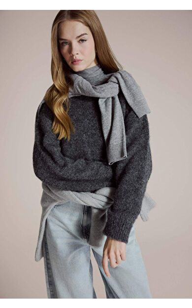 Oversize Geniş Kalıp Bisiklet Yaka Kazak