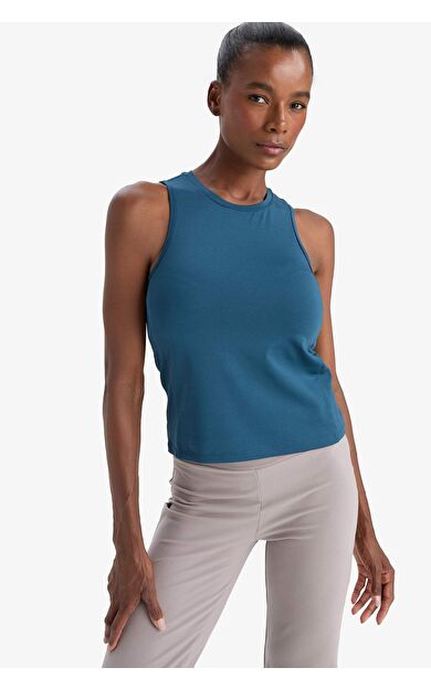 DeFactoFit Slim Fit Dar Kesim Basic Düz Bisiklet Yaka Sporcu Atlet F3265AX25SMGN614