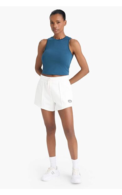 DeFactoFit Esnek Belli Beyaz Sporcu Şort F3266AX25SMWT16