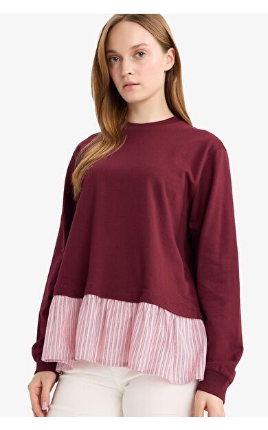 DeFacto Regular Fit Bisiklet Yaka Sweatshirt Kumaşı Sweatshirt Tunik
