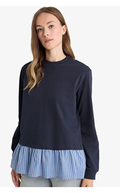 DeFacto Regular Fit Bisiklet Yaka Sweatshirt Kumaşı Sweatshirt Tunik
