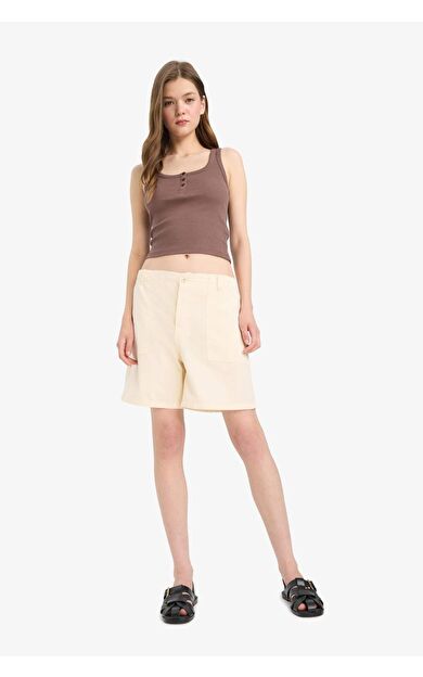 DeFacto Coool Normal Bel Kısa Paça Gabardin Şort F3318AX25SMER218