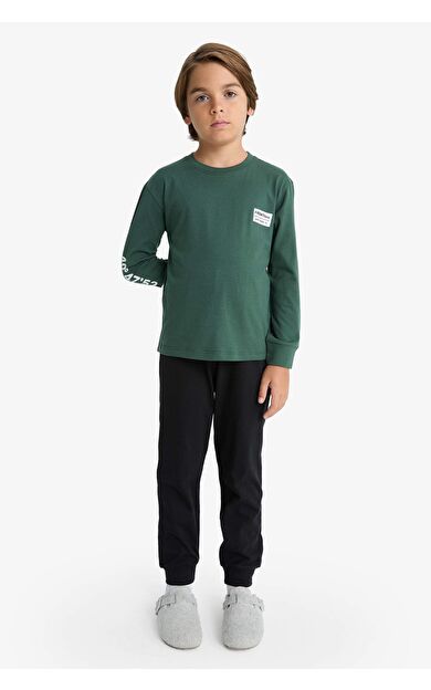 DeFacto Erkek Çocuk Pijama Takımı Baskılı Uzun Kollu Üst Uzun Alt