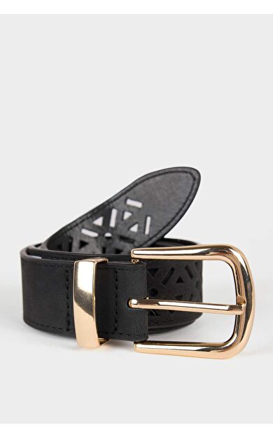 Kadın Dikdörtgen Toka Suni Deri Jean Kemeri F3359AXNSBK27