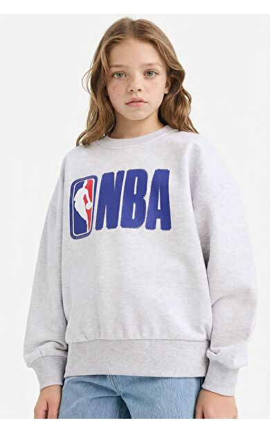 DeFacto Kız Çocuk NBA Oversize Geniş Kalıp Bisiklet Yaka Sweatshirt