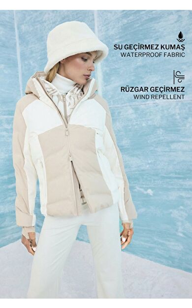 DeFacto Su İtici Regular Fit Kapüşonlu Fermuarlı Kayak Montu