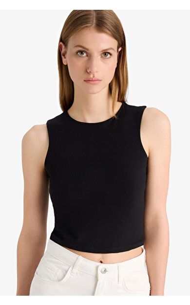 DeFacto Regular Fit Basic Düz Bisiklet Yaka Siyah Atlet