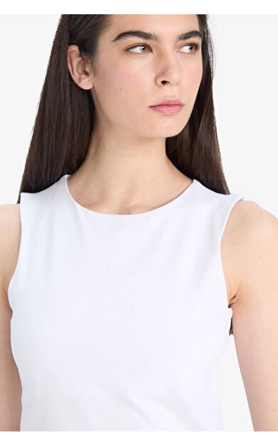 DeFacto Regular Fit Basic Düz Bisiklet Yaka Beyaz Atlet