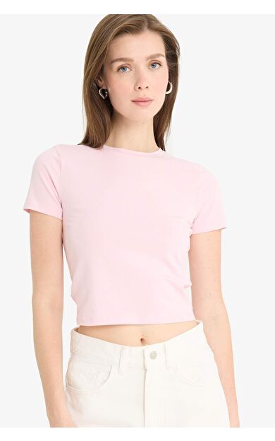 DeFacto Slim Fit Dar Kesim Bisiklet Yaka Basic Düz Kısa Kollu Tişört F3535AX25SMPN441