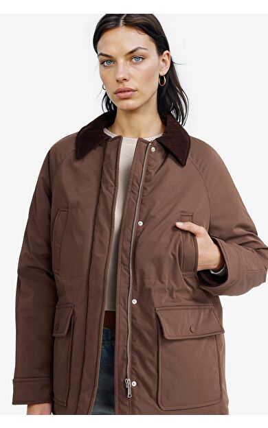 Regular Fit Kontrast Yaka Fermuarlı Parka