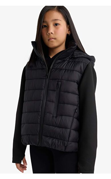 Kız Çocuk Çıkarılabilir Kapüşonlu Fermuarlı Mont