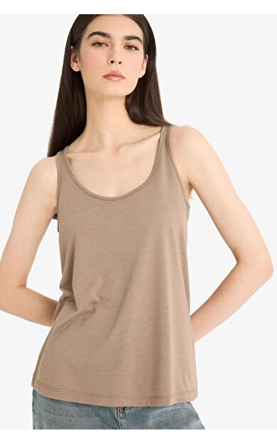 DeFacto Regular Fit Basic Düz Yuvarlak Yaka Atlet