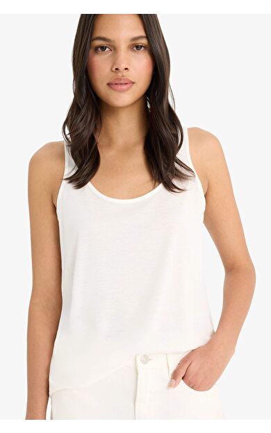 DeFacto Regular Fit Basic Düz Yuvarlak Yaka Basic Düz Atlet