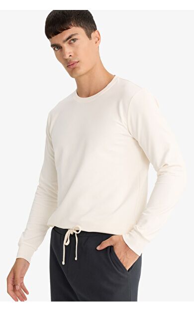 DeFacto Slim Fit Dar Kesim Bisiklet Yaka Uzun Kollu Tişört F3646AX25AUER140