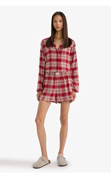 DeFacto Fall in Love Regular Fit Kısa Boy Flanel Alt