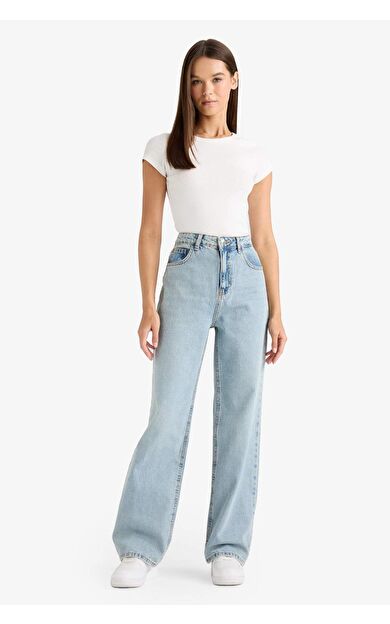 DeFacto 90's Wide Leg Yüksek Bel Uzun Jean Pantolon F3709AX25WNNM85